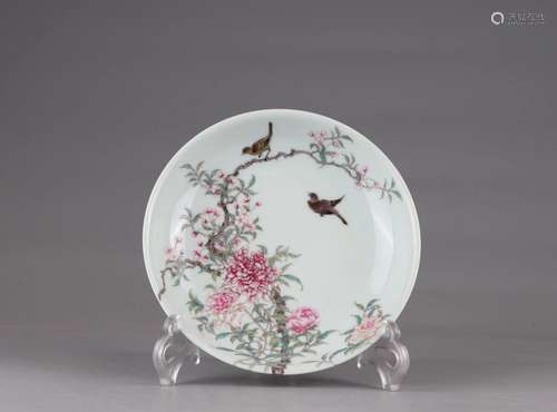 pastel flower and bird plate