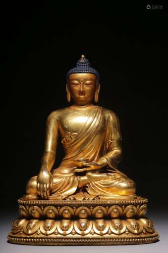 Gilt bronze statue of Shakyamuni