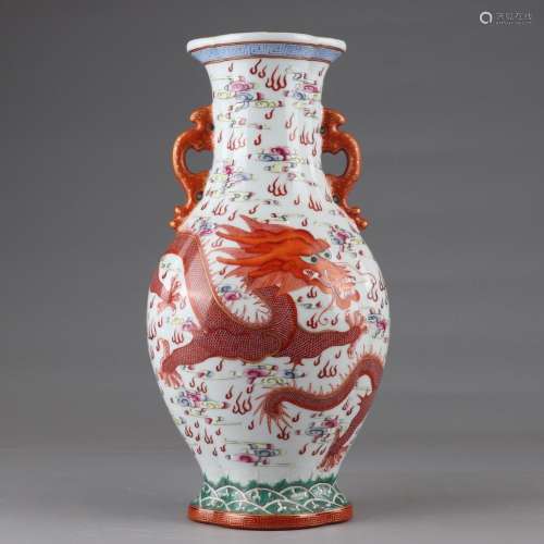 Alum red gold dragon pattern amphora