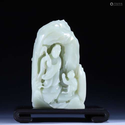 Hetian Jade Boy Worshiping Avalokitesvara Ornament