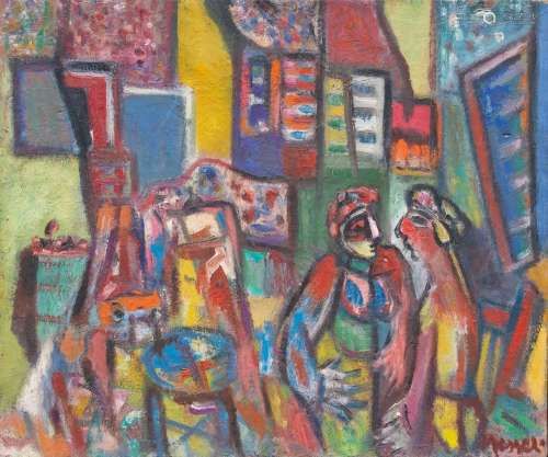 David MESSER (1912-1998), 'Wohnraum mit Paar' / 'Living room...