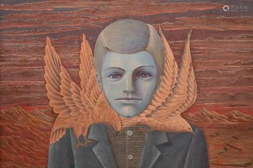 Haim Satat, 'Blauer Kopf mit Vögeln' / 'Blue head with birds...