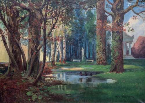 Helmut Olewsky, 'Parkansicht mit Tempel' / 'Park view with t...