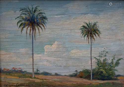 Künstler des 20. Jh., 'Palmen am Wegesrand' / 'Palm trees by...