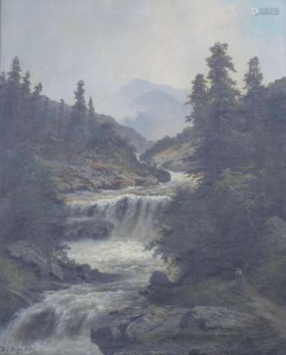 Heinrich Eduard HEYN (1856-1932), Alpine Ansicht mit Bachlau...