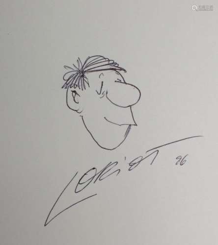 Autograph und Zeichnung von Vicco VON BÜLOW bzw. LORIOT, 199...