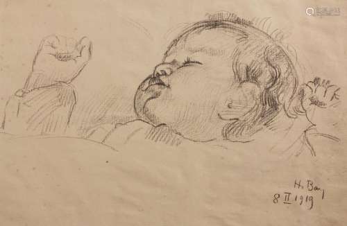 Hanni Bay (1885-1978), 'Schlafendes Baby' / 'A sleeping baby...