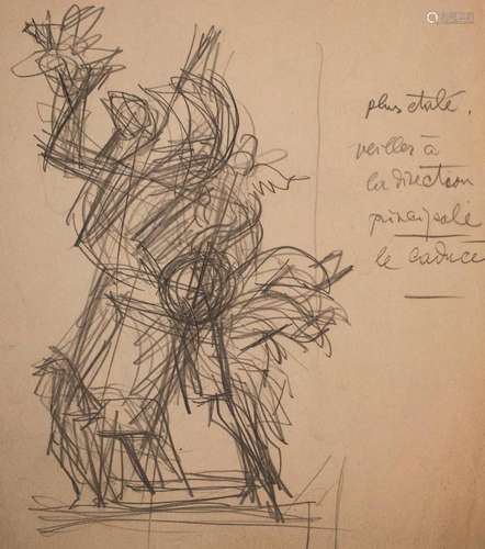 Jacques LIPCHITZ (1891-1973), Studie mit Anmerkung / Study w...