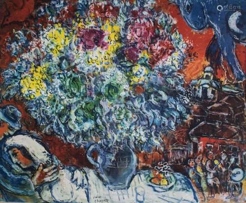 Marc CHAGALL (1887-1985), 'Blumenstrauss und Verliebte' / 'B...