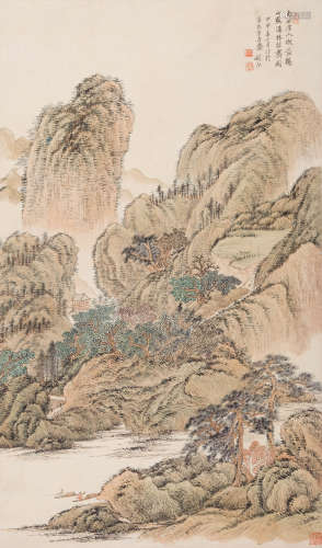 刘锡永(1914-1973)溪林秋霁图 1944年作 设色纸本 立轴
