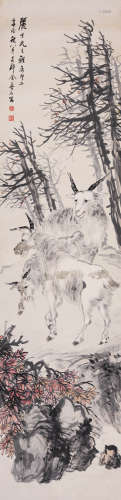 金梦石（1869-1952）三羊开泰 1921年作 设色纸本 立轴