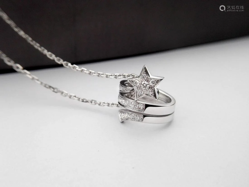 18K WHITE GOLD CHANNEL STAR NECKLACE PENDANT