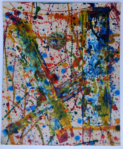 SAM FRANCIS 1923-1994 AMERICAN OIL PAINTING ON CANVAS ABSTRA...