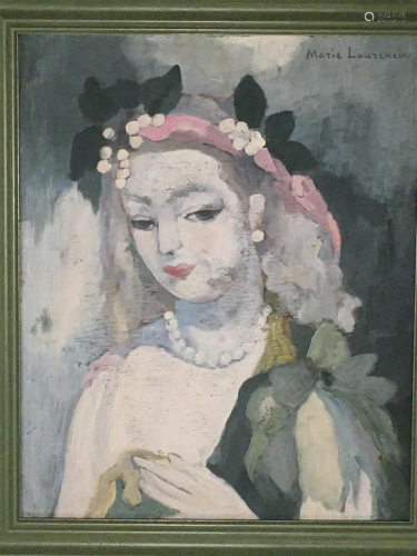 MARIE LAURENCIN 1883-1956 FRENCH OIL PAINTING OF LADY ON BOA...