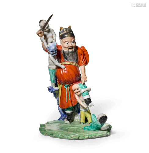 A VERY RARE LARGE FAMILLE ROSE STANDING FIGURE OF ZHONGKUI '...