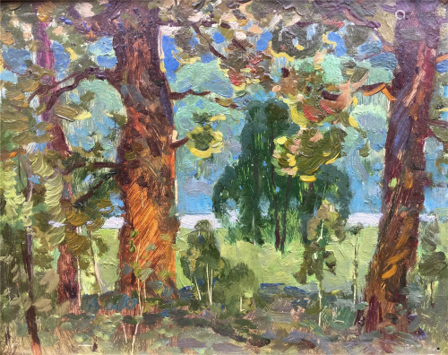 Oil painting forest landscape Aleksandrochkin Yuri Mikhailov...