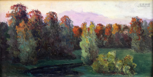 Oil painting evening forest Kryuchkom Ivan