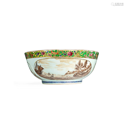 A MASSIVE ENAMELLED PUNCH BOWL FOR THE AMERICAN OR ENGLISH M...