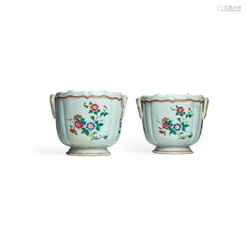 A FINE PAIR OF FAMILLE ROSE 'EUROPEAN SILVER-SHAPED' TWO-HAN...