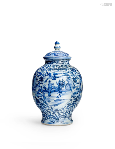 A MING BLUE AND WHITE JAR AND COVER Wanli period, 1572-1625