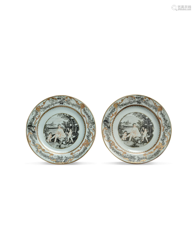 A SUPERB PAIR OF GRISAILLE, GILT AND SEPIA-DECORATED 'DIANA ...