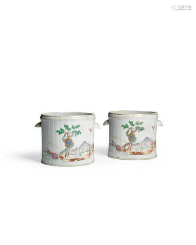 A PAIR OF 'VALENTINE-PATTERN' INITIALED CYLINDRICAL WINE COO...