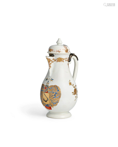 A SILVER-MOUNTED ARMORIAL COFFEE POT AND COVER FOR THE SWEDI...