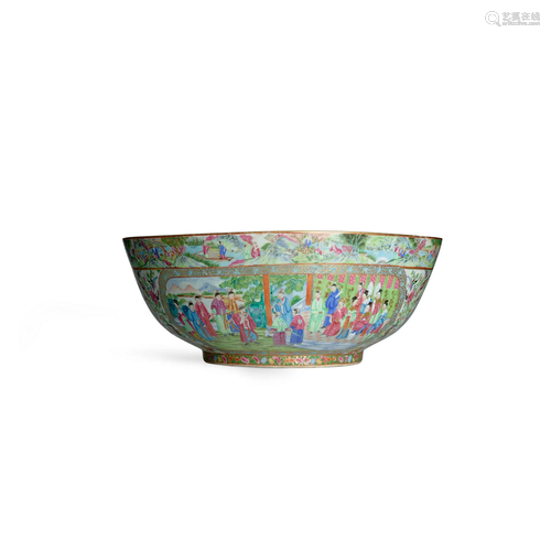 A MASSIVE GUANGZHOU (CANTON) FAMILLE ROSE ARMORIAL BOWL COMM...