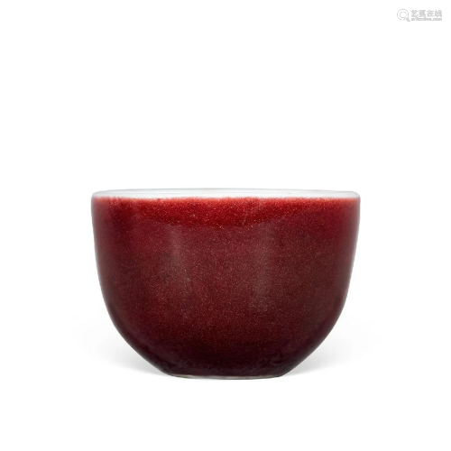 CHINESE PORCELAIN RED GLAZE WINE CUP
