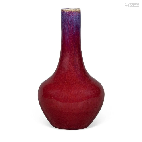 CHINESE PORCELAIN RED GLAZE LONG NECK VASE