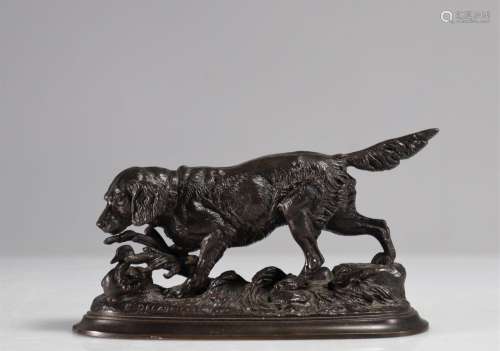 DELABRIERRE Edouard (1829-1912) bronze "chien de chasse...