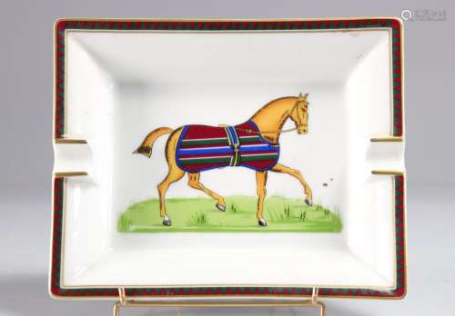 Hermès Paris vide poche cendrier décor de chevaux<br />
Poid...