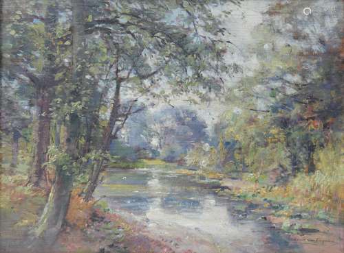 Louis VAN ENGELEN (1856-1940) Huile "vue de rivière&quo...