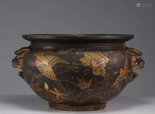 Auguste MAJORELLE (1825-1879) Important CACHE-POT en terre c...