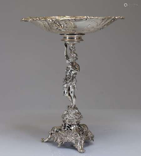 Coupe de table ornée d'un Faune en argent massif de style Lo...