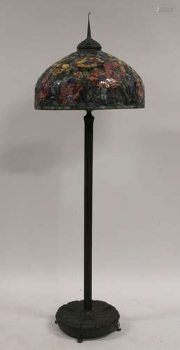 Vintage & Quality Bronze Tiffany Style Floor Lamp.