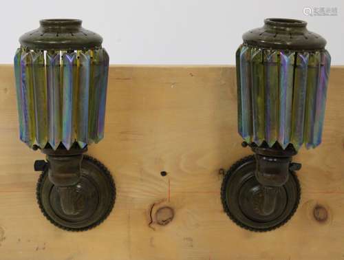 L.C. Tiffany Pair Of Bronze Prism Sconces.