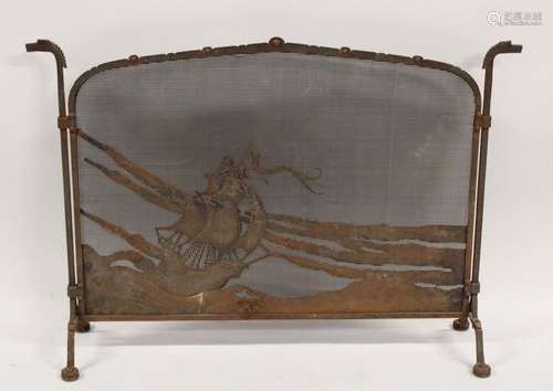 Antique Wrought Iron Fire Screen.