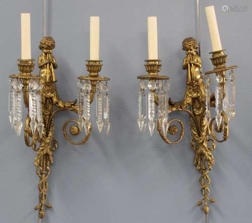 An Antique Caldwell Quality Pr Of Bronze Sconces.