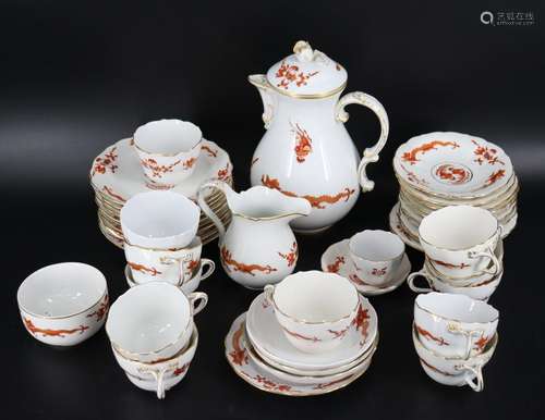 Meissen Red Dragon Partial Porcelain Service.