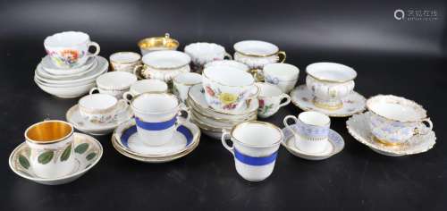 Antique Meissen Cup & Saucer Grouping & More