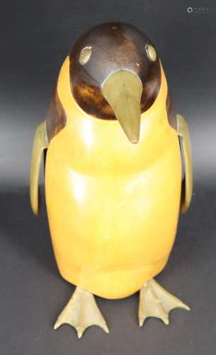 Midcentury Penguin With Brass Wings And Feet.