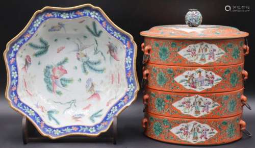 Chinese Enamel Porcelain Grouping.