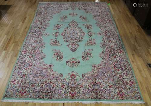 Vintage And Finely Hand Woven Kerman Carpet.