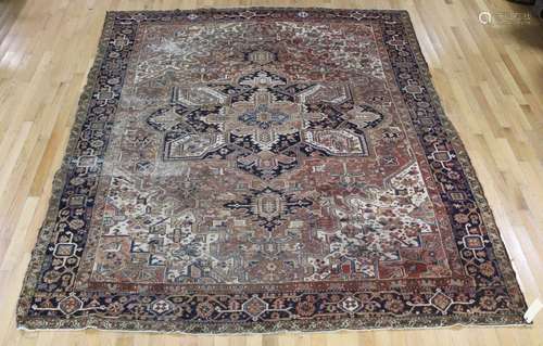 Antique And Finely Hand Woven Heriz Carpet.