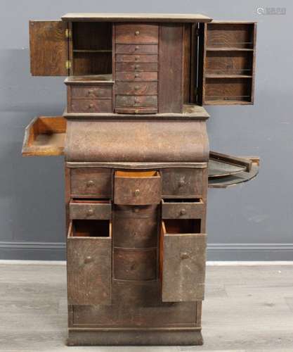 Antique Multi Functional Oak Dental Cabinet.