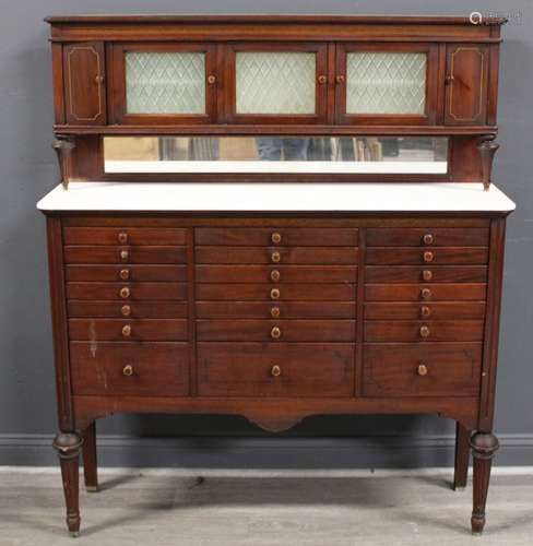 Antique Mahogany Step Back Dental Cabinet.