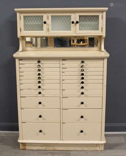 Antique White Enameled Multi Drawer Dental Cabinet