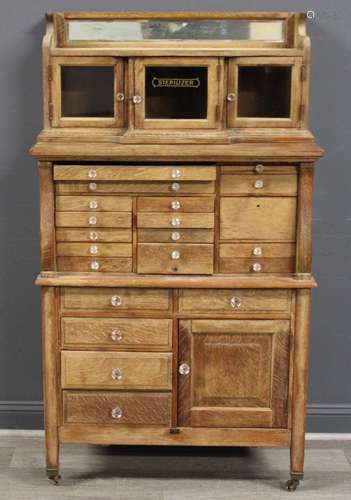 Antique Oak Multi Drawer Dental Cabinet.