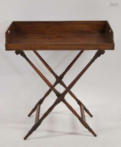 Antique Mahogany Butlers Tray On Stand.